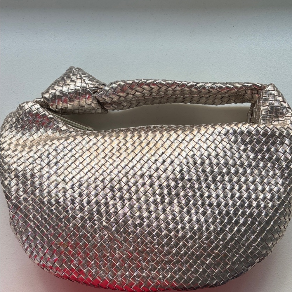 White House Black Market Silver Woven Shoulder Bag